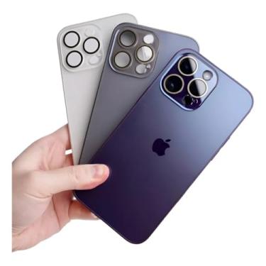 Imagem de Capinha de Vidro Reforçada para iPhone com Proteção Completa da Câmera com Design Premium Resistente a Riscos (Azul Claro, iPhone 15 Pro)
