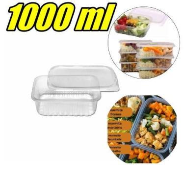 Imagem de Pote Marmita retangular Microondas e freezer 1000 ml Transparente - PL