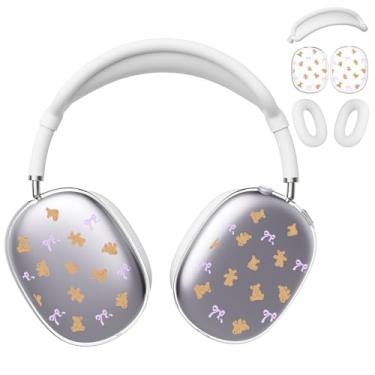 Imagem de BlHMCASE Capa de fone de ouvido para AirPods Max, lindo laço de urso kawaii, capa de silicone branca para fones de ouvido para Apple AirPods Max