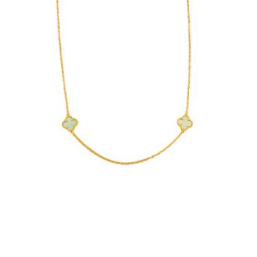 Imagem de Colar De Trevo Azul Perolado Folheado Em Ouro 18k Softjoias