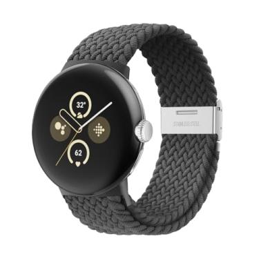 Imagem de BandRain Pulseiras trançadas elásticas compatíveis com Google Pixel Watch 4 3 de 41 mm/Pixel Watch 2/Google Pixel Watch – Conector atualizado – Pulseiras esportivas respiráveis de nylon elástico para