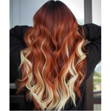 Imagem de Peruca AISI HAIR Cobre Loira Sintética Longa Ondulada 66cm