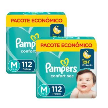 Imagem de Kit 2 Fraldas Pampers Confort Sec Max M 112 Unidades Cada