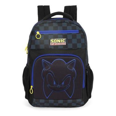 Imagem de Mochila De Costas Juvenil Sonic Original C/ Chaveiro - Luxcel, Preto