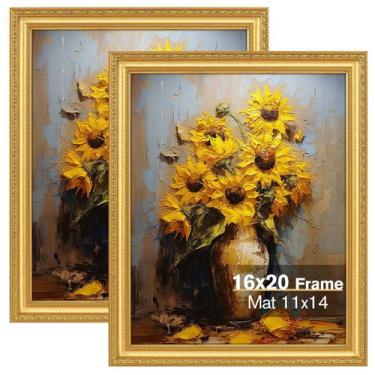 Imagem de Molduras para fotos Splinterix 16x20 douradas, conjunto de 2 peças vin