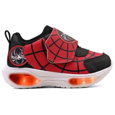 Imagem de Tênis Infantil Led Masculino Aranha Minipé Para Crianças Casual, Verme