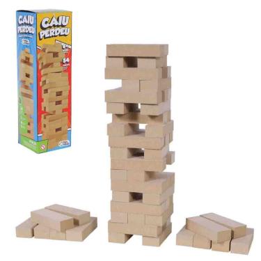 Imagem de Jogo Caiu Perdeu Torre Madeira Família Amigos 54 Peças Mdf
