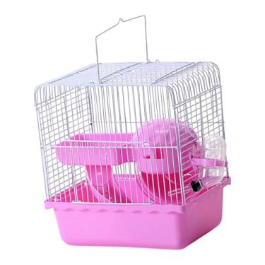 Imagem de Fenteer Gaiola de viagem para porquinhos-da-índia, gaiola ventilada para transporte de mini animais de estimação, 23x17x26cm, estojo para transporte de, Rosa