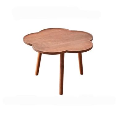 Imagem de Mesa de centro de design simples para sofá, mesa de centro de madeira maciça em forma de pétala para sala de estar, mesa pequena para mesa de cabeceira, mesa de centro e mesa lateral minimalista para