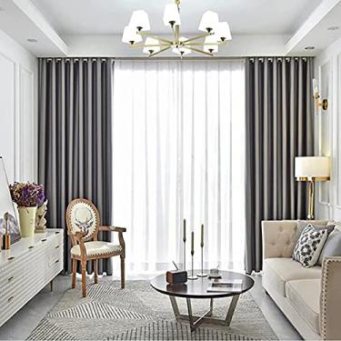 Imagem de Cortina blackout para sala de estar, cortinas de janela de cetim com ilhós, cortinas de janela de privacidade com isolamento térmico para quarto 1 painel - cinza claro 130 x 270 cm