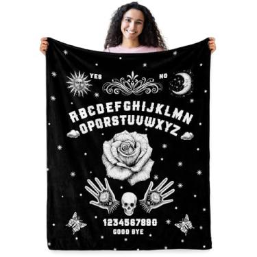 Imagem de Ouija Cobertor de tabuleiro bruxo gótico crânio presentes para mulheres celestial tarot adivinhação cobertor macio para decoração de quarto cobertores aconchegantes para sofá-cama sofá 152 cm x 127 cm