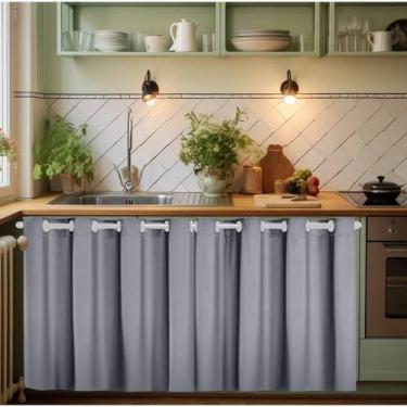 Imagem de Kit Cortina para Pia de Cozinha PVC Blackout 2,80 x 0,80 Impermeável F