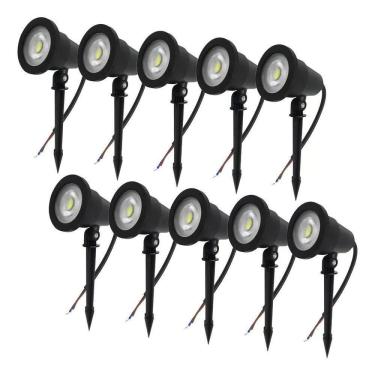 Imagem de 2X Kit 10 Luminária Espeto Jardim Cob Led 3W Prova D`Água