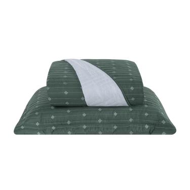 Imagem de Cobre Leito 2 Peças Solteiro Percal 200 Fios Decor 100% Poliéster - Verde