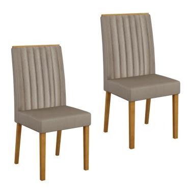 Imagem de Conjunto 2 Cadeiras para Sala de Jantar Pés em Madeira Maciça Mari Bege