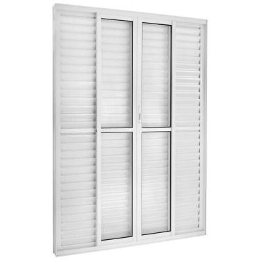Imagem de Porta Balcão de Aluminio 210x120cm 6 Folhas com Veneziana Topsul Branco