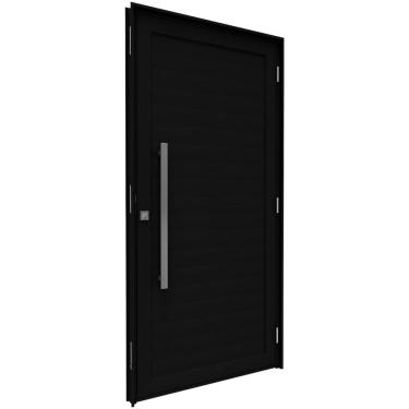Imagem de Porta de Alumínio de Giro Lambri Puxador de 80cm em Aço Inox 215x105cm Lucasa Eccellente Preto