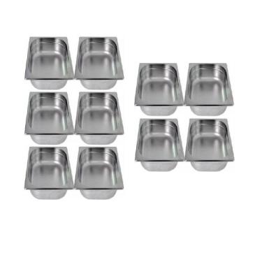 Imagem de Kit de 10 Cubas Gastronômicas Sem Tampa Inox 1/2 100mm - Zepper