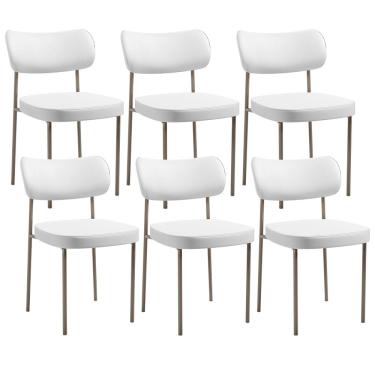Imagem de Kit 06 Cadeiras Decorativas Para Sala De Jantar Melina Base Arena L02 Facto Branco - Lyam Decor