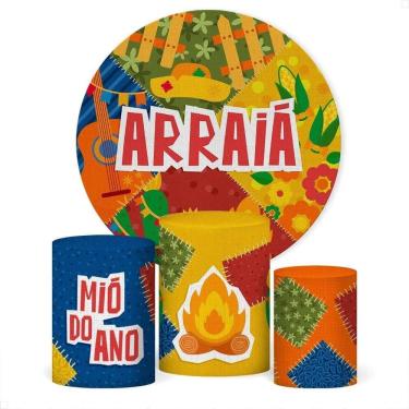 Imagem de Painel De Festa E Capa Cilindro Decoração Sublim Festa Junin