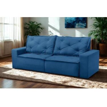 Imagem de Sofá Retrátil e Reclinável 2 lugares com Molas 1,50m Atenas Suede Azul