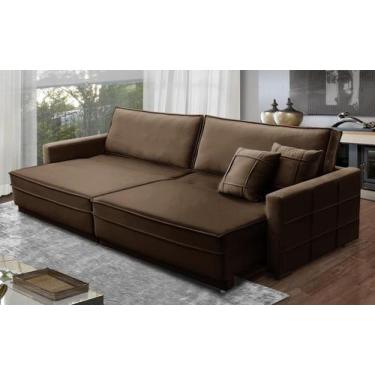 Imagem de Sofá Cama Retrátil e Reclinável 2,10m Molas Cancún Veludo - Mirra Deco