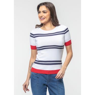Imagem de Blusa Modal Pau a Pique Branco Listrada