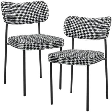 Imagem de Kit 02 Cadeiras Decorativas Estofada Sala Jantar Melina L02 Pied Poule - Lyam Decor