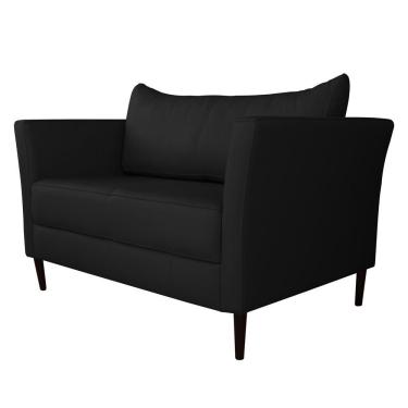 Imagem de Sofá 2 Lugares Decorativo Sala de Estar 120cm Pés Palito Lubbock Couro Preto - Gran Belo
