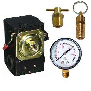 Imagem de Kit Manômetro Segurança Dreno Pressostato 1 via BP