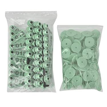Imagem de HEEPDD 100pcs Etiqueta de Orelha de Gado, 1 Número 100 Número Tag de Orelha de Cabra Plástica Tag de Animal Anti -separação de Laranja Verde para Gado Nan de Vaca de Porco de Cabra de (Verde)