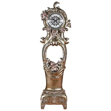 Imagem de Relógio de chão Relógio de chão vintage, analógico, silencioso, operado por bateria, para mesa, ao lado do relógio, para quarto e sala estar