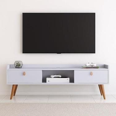 Imagem de Rack Bancada com pés 1.20 Life Copa 2 Portas Moderno Parede TV Até 50Pol Quarto Sala Area Lazer (1.20 Branco)