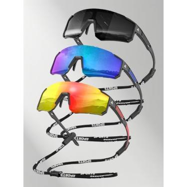 Imagem de Óculos de sol esportivos para atividades ao ar livre, leves, para pesca, condução, ciclismo, design esportivo para estilos de vida ativos, Cinza/azul escuro/vermelho