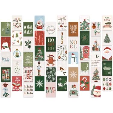 Imagem de FYSUIMU Kit de colagem de parede Boho de Natal com 50 peças de imagens de parede minimalistas para quarto, dormitório, sala de estar, inverno, férias, decoração de casa, 10 x 15 cm