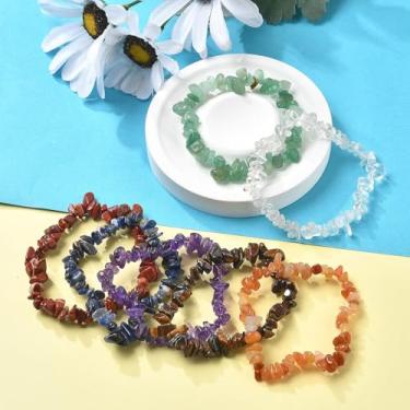 Imagem de 1 conjunto de pulseiras elásticas de pedras preciosas naturais com lascas, pulseiras empilháveis, joias de chacra para mulheres, colar faça você mesmo, pulseira, brinco, joias, artesanato, miçanga: 6