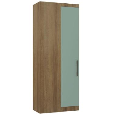 Imagem de Guarda Roupa De Canto Reto Modulado 90cm 1 Porta Paris Luciane Móveis Avelã Pf Com Verde Pf