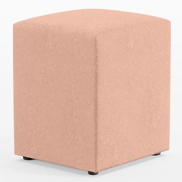 Imagem de Puff Quadrado Decorativo L02 Sala de Estar Linho Rosê - Lyam Decor