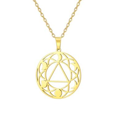 Imagem de EUEAVAN Colar de Alcoólicos Anônimos para Mulheres Símbolo de Recuperação de Sobriedade Pingente Recuperação Triângulo Fase da Lua Joias AA NA Presente Masculino, Medium, Aço inoxidável, Sem Pedra