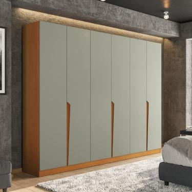 Imagem de Guarda Roupa Roupeiro 6 Portas 4 Gavetas Porto Freijó Verde Politorno Móveis