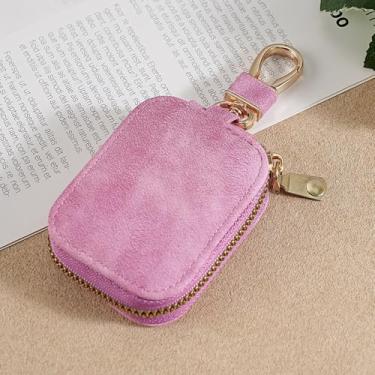 Imagem de Capa de fone de ouvido com proteção de poliuretano portátil, estilo vintage, botão de pressão, fecho de metal, clipe antiarranhões, bolsa de transporte com chaveiro