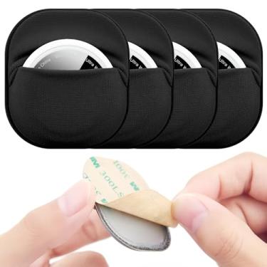 Imagem de Pacote com 4 adesivos para Airtag e Moto Tag, capa protetora completa para AirTags, leve, preta