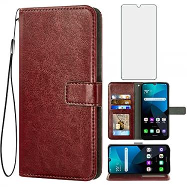 Imagem de Asuwish Compatível com LG Premier Pro Plus 15.5 cm/Harmony 4/K40S/K41 capa protetora de tela de vidro temperado e capa flip de couro, suporte para cartão, acessórios de celular, capas para celular