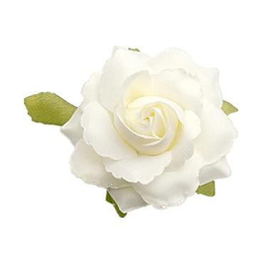 Imagem de AKOAK 1 pacote com acessórios de cabelo de rosas coloridas para noivas, férias, feitos à mão, imitação de flor rosa glamourosa, vestido de festa, dança, clipe lateral decorativo (bege)