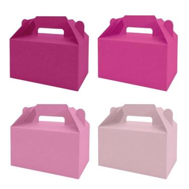 Imagem de RVEAFA Pacote com 24 caixas de lembrancinhas de festa, 4 estilos de caixas de presente rosa choque para doces, caixa de presente pequena a granel para lembrancinhas de festa de aniversário rosa, sacos
