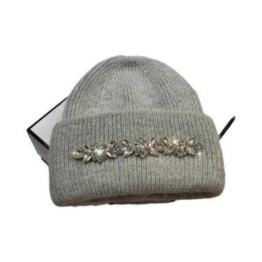 Imagem de Chapéu de Inverno Feminino com Pele de Coelho - Gorro de Malha Quente,