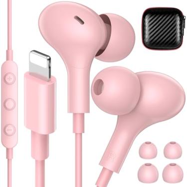Imagem de iMangoo Para fones de ouvido Lightning com fio certificados pela MFI para Apple, fones de ouvido magnéticos com graves HiFi, 3 pontas auriculares com microfone para academia, deslocamento para iPhone
