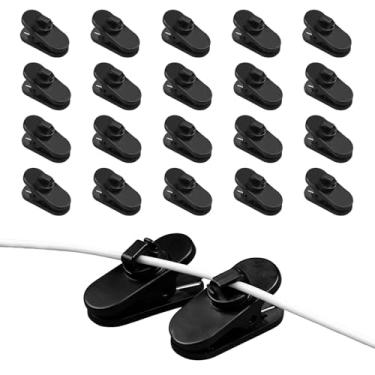 Imagem de 20 peças de suporte giratório para microfone, fixador universal de cabo de fone de ouvido, fio, prendedor de roupas, multiferramentas para escritório, casa (preto)