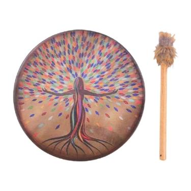 Imagem de Dynwave Tambor Xamânico Instrumental - Músico Instrumental - Tambor de Mão Xamânico com Baqueta, Deusa Da Vida