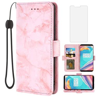 Imagem de Asuwish Compatível com capa OnePlus 5T e protetor de tela de vidro temperado, compartimento para cartão celular, suporte, carteira de mármore, capas de telefone para Oneplus5T A5010 One Plus5T 1 Plus